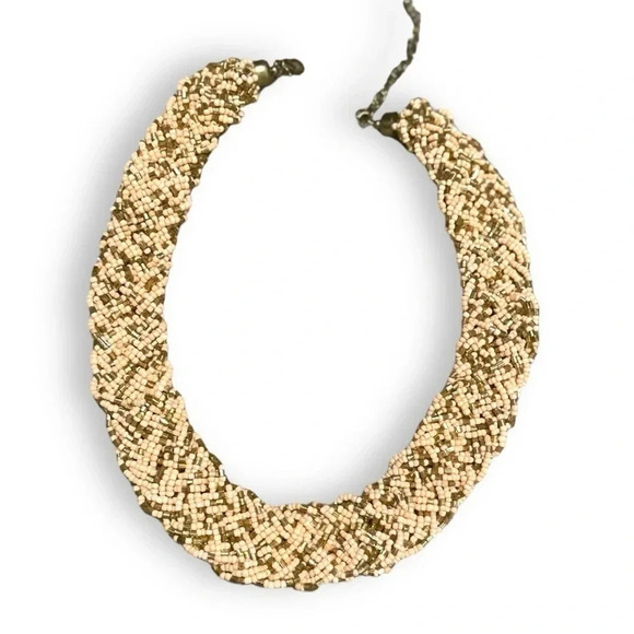 Vintage Chunky Braided Seed Bead Necklace w/ Chain Clasp - Retro Jewelry - Picture 5 of 12